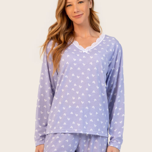 PIJAMA ESTAMPADO COM RENDA