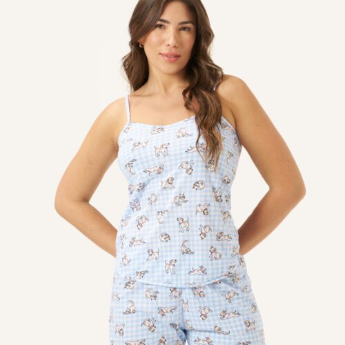 Pijama Com Alca Malha Estampada