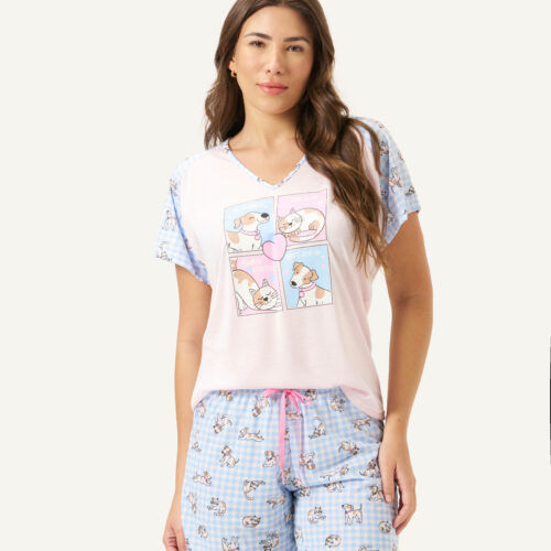 Pijama Decote V Com Bermuda